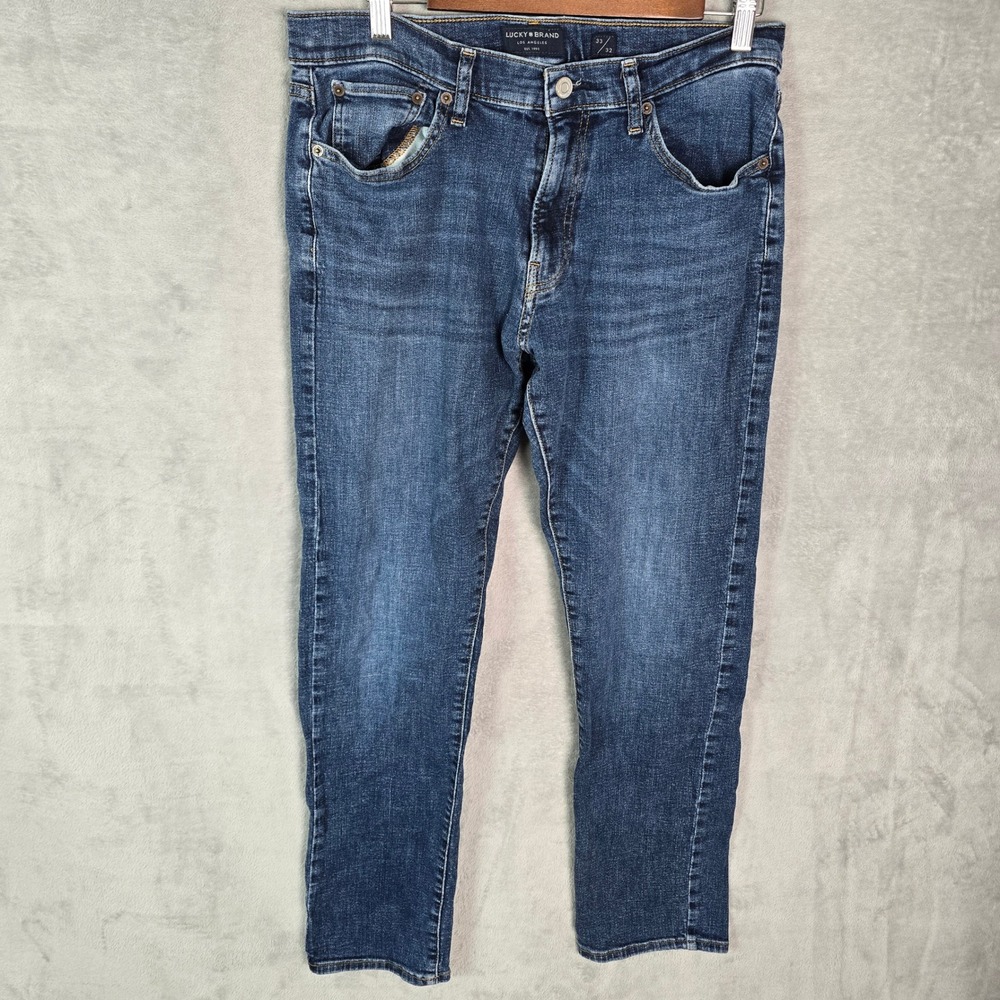 Lucky Brand 410 Athletic‎ Slim Jeans Mens 33x32 Dark Wash Blue Denim Stretch